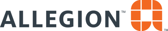 Allegion logo featuring modern design, strong typography, and vibrant colors for security solutions.