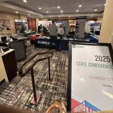 2025 AIA Alaska conference in Fairbanks, showcasing networking and vendor engagement in architecture and construction.