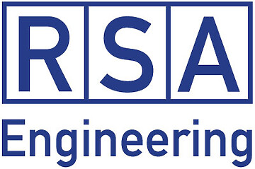 RSA Engineering logo featuring bold blue letters in squares, symbolizing professionalism and structure.